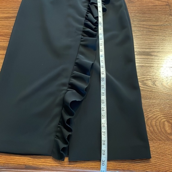 ZARA open slit ruffle front midi pencil skirt side zipper black NWOT size Small - Picture 10 of 11
